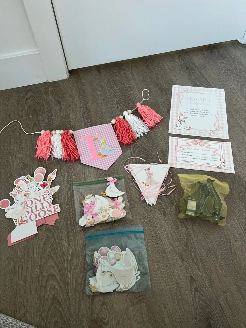 Pink “One Silly Goose” Highchair Garland & Banner